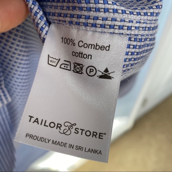 Tailor Store Blue and White Long Sleeve Button Down - Picture 10 of 11